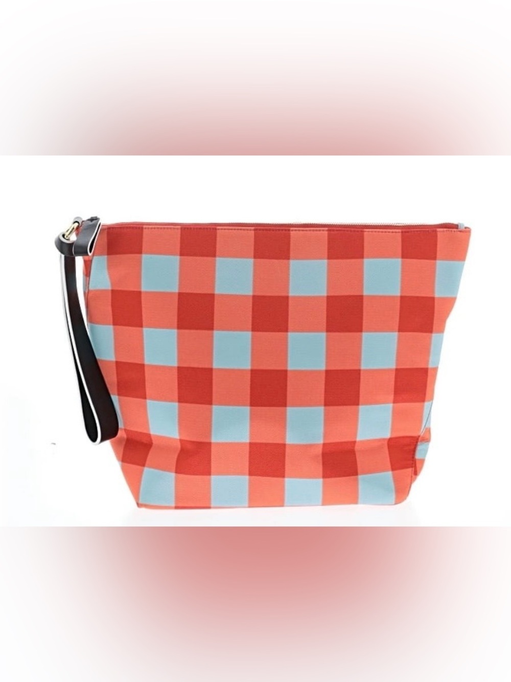 Diane von Furstenberg DVF Voyage Gingham Tote Wristlet Orange & Blue